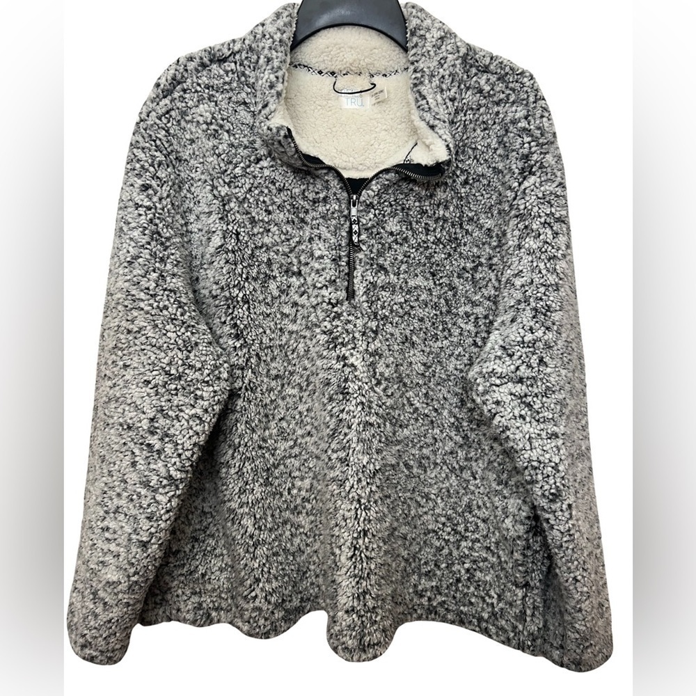 Gray Plus Size Half Zip Pullover